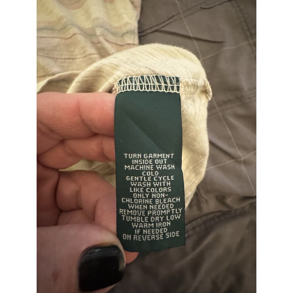 Laruen Ralph Lauren Womens 3/4 Sleeve Stripe Shirt Lace up Shirt Sz XL - Picture 10 of 10